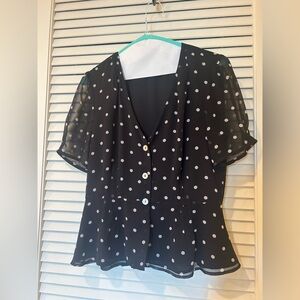 Short sleeve polka dot blouse